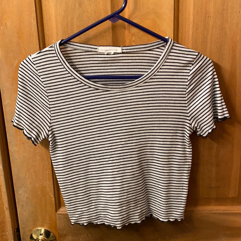 Black and White Stripped Crop Top